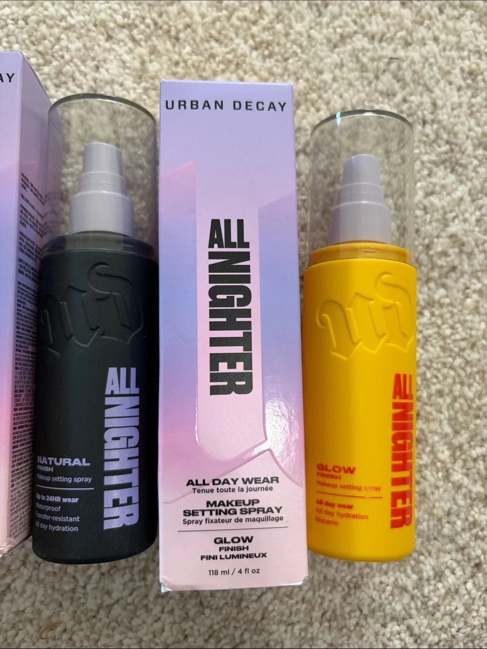 NEW Urban Decay All Nighter Setting Sprays Trio matte, natural, glow